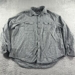 Perry Ellis Linen Blend Shirt Mens XL Gray Button Up Long Sleeve‎ Lightweight